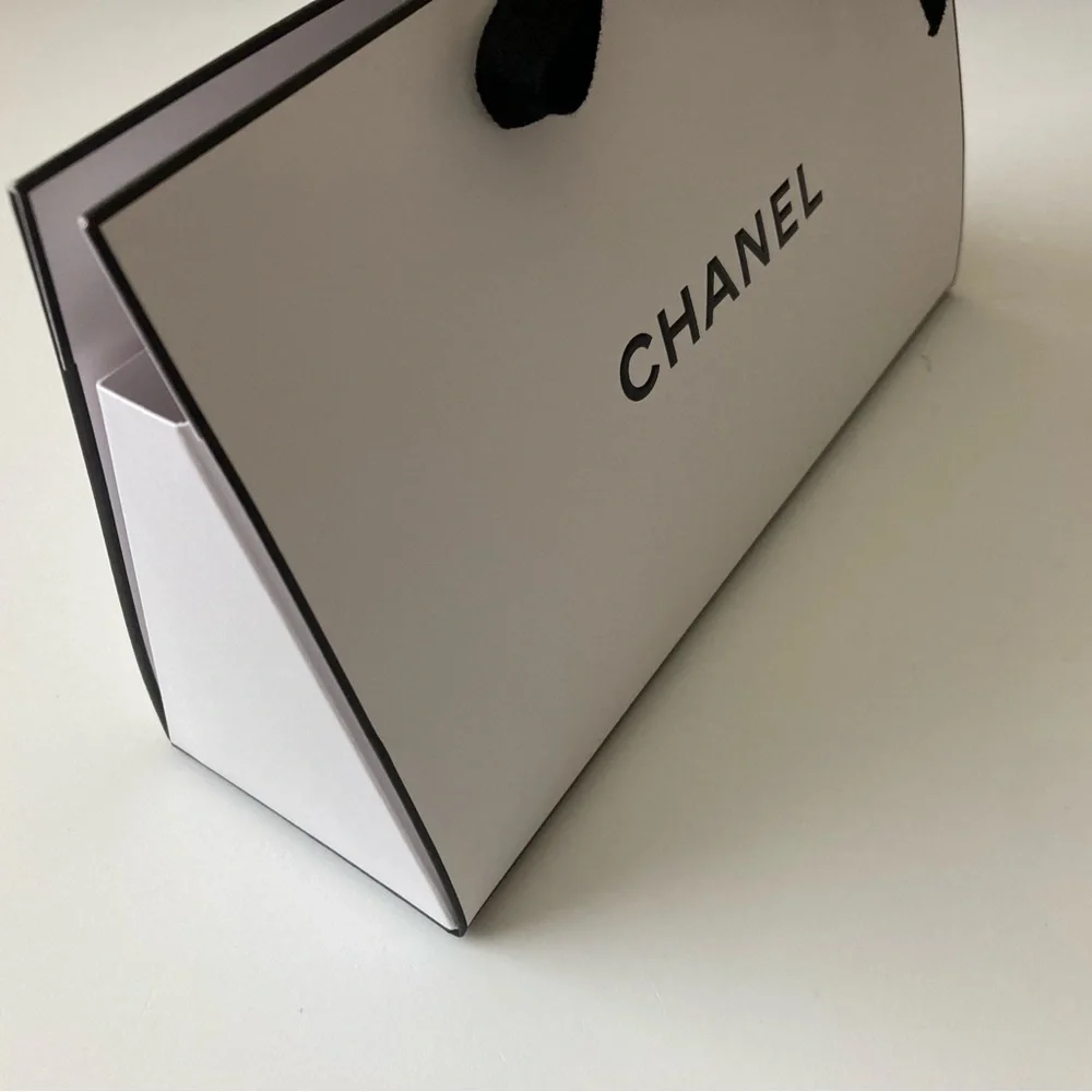 Chanel Origami Small White Paper Gift Bag Box with Ties